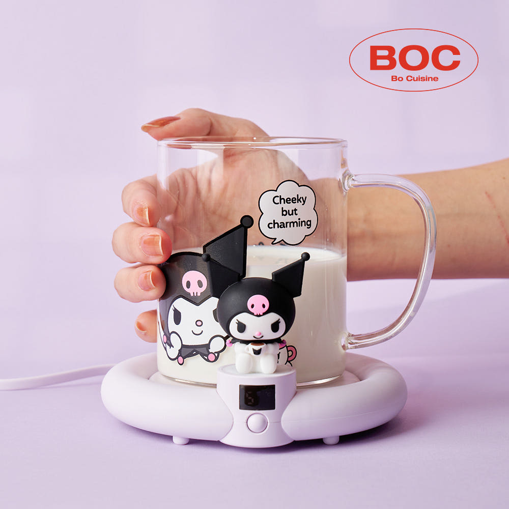 [Bofriends] Sanrio Kuromi Glass Cup Mug Warmer Induction Set