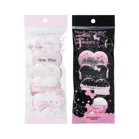 Fillimilli X Hello Kitty Angel and Devil Heart Cushion Pang Pang Puff 5P 2 types