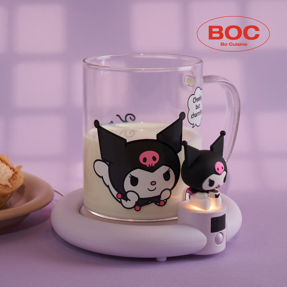 [Bofriends] Sanrio Kuromi Glass Cup Mug Warmer Induction Set