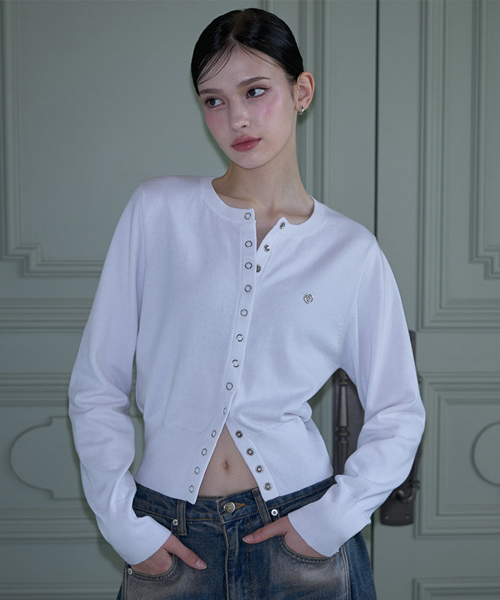 Eyelet Round Cardigan