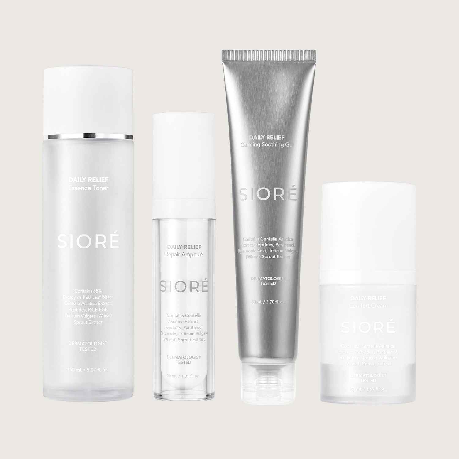 Siore Daily Relief Full Care Set (Toner + Ampoule + Soothing Gel + Cream)
