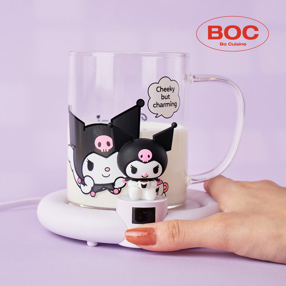 [Bofriends] Sanrio Kuromi Glass Cup Mug Warmer Induction Set