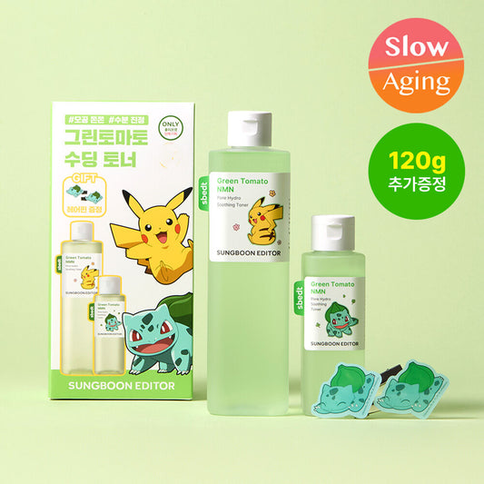 [Pokemon Edition] Sungboon Editor Green Tomato NMN Pore Hydro Soothing Toner 350g Special Offer (+120g) (+Hair clip)
