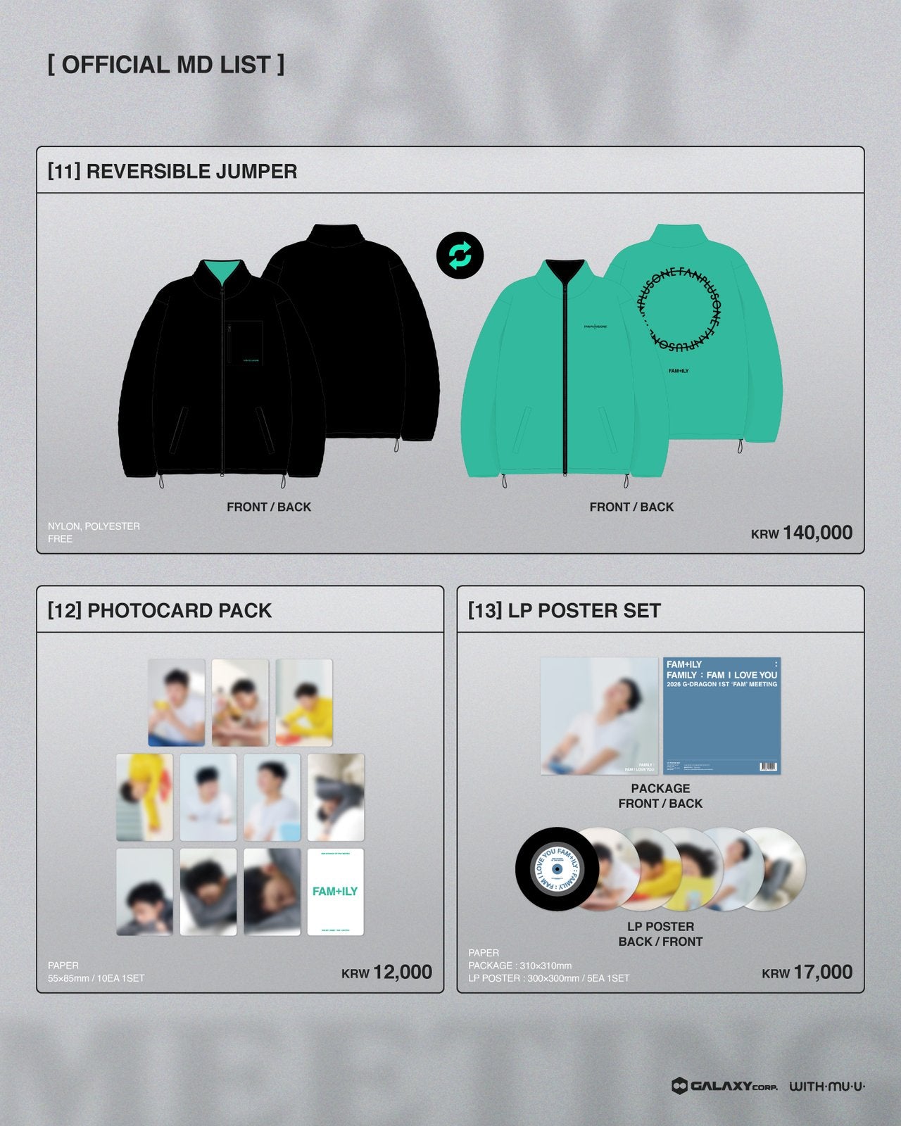 2026 G-DRAGON ‘FAM’ MEETING [FAM+ILY : FAMILY : FAM I LOVE YOU] OFFICIAL MD