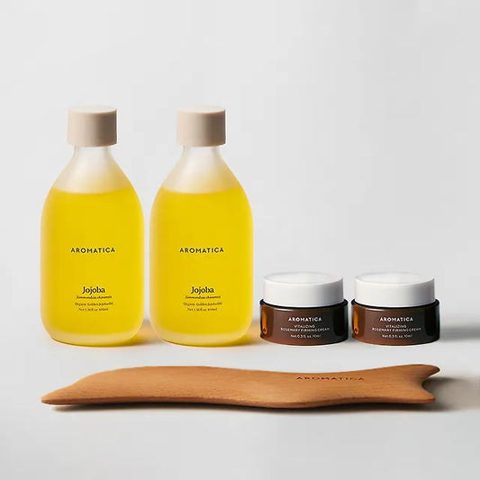 Aromatica Organic Golden Jojoba Oil + Elasticity Cream + Dolphin Gua Sha