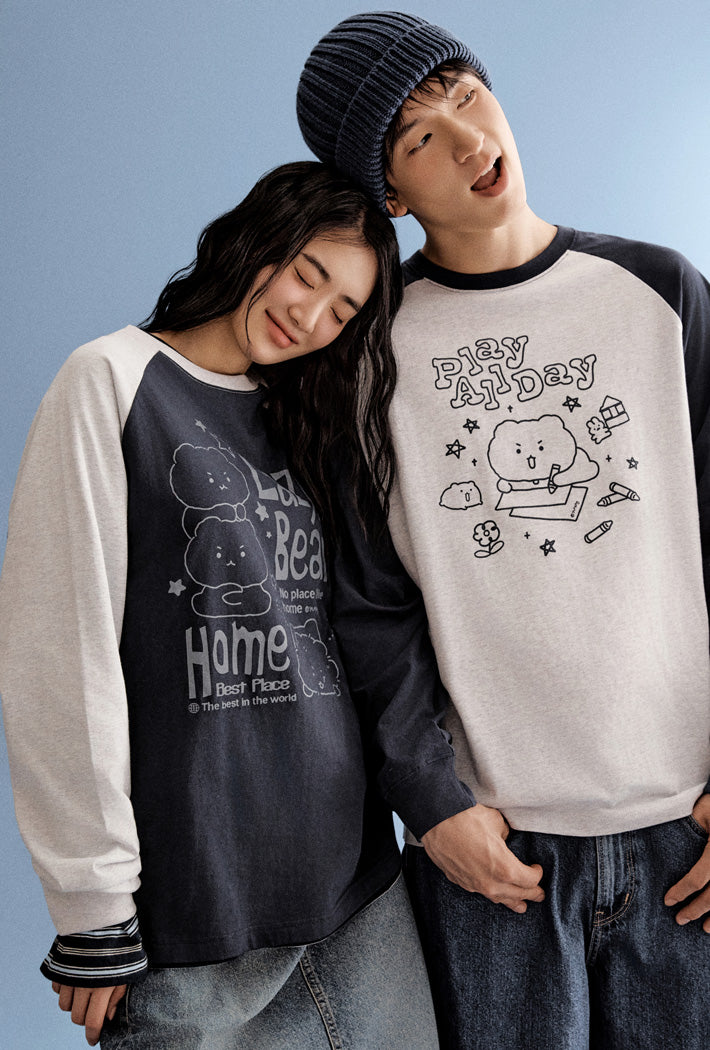 ( Mangled Bear x SPAO )  Long-sleeved T-shirt (MELANGE GRAY)