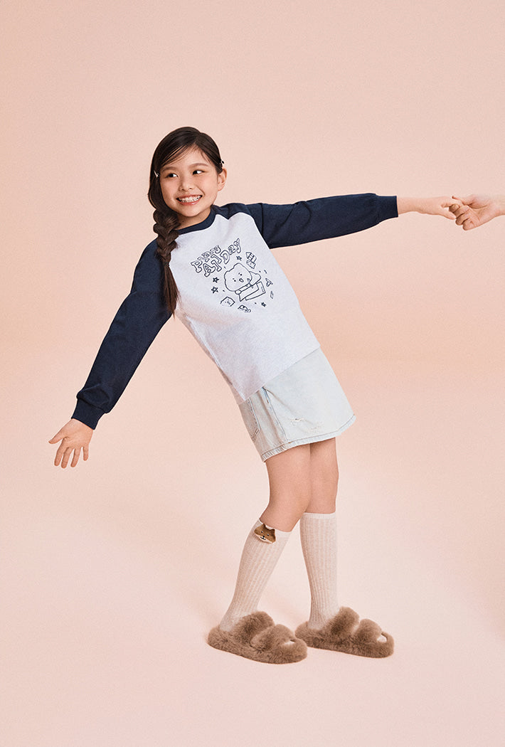 [Kids] (Mangled Bear) Long Sleeve T-Shirt (MELANGE GRAY) - Kgifts.shop