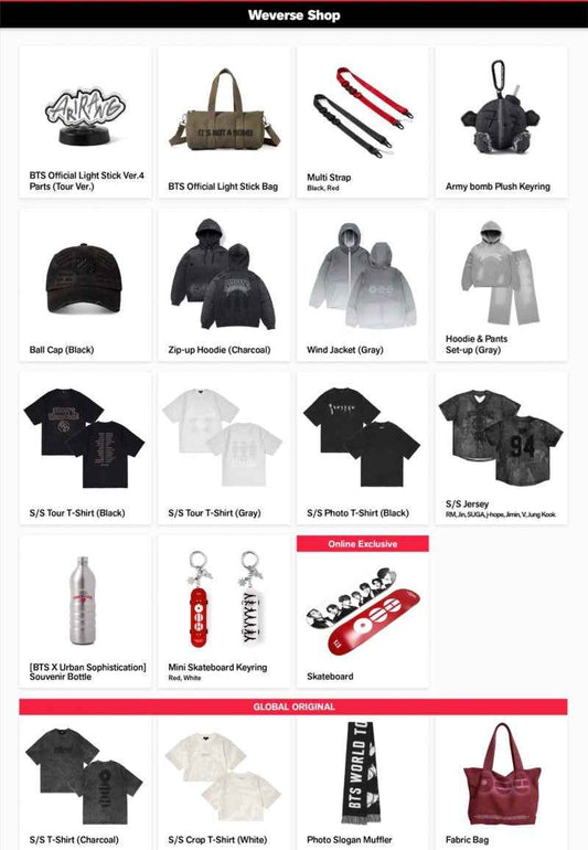 BTS "Arirang" Official Tour Merch (Pre Order)