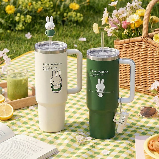 Miffy Matcha Series High Capacity Stainless steel Tumbler 887ml (Tumbler Keyring, Straw Cap)
