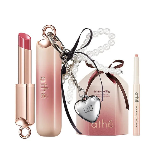 Athe Lip Gloy Balm & Heart Keyring (Engraved) & Lip Pencil & Gift Wrapping