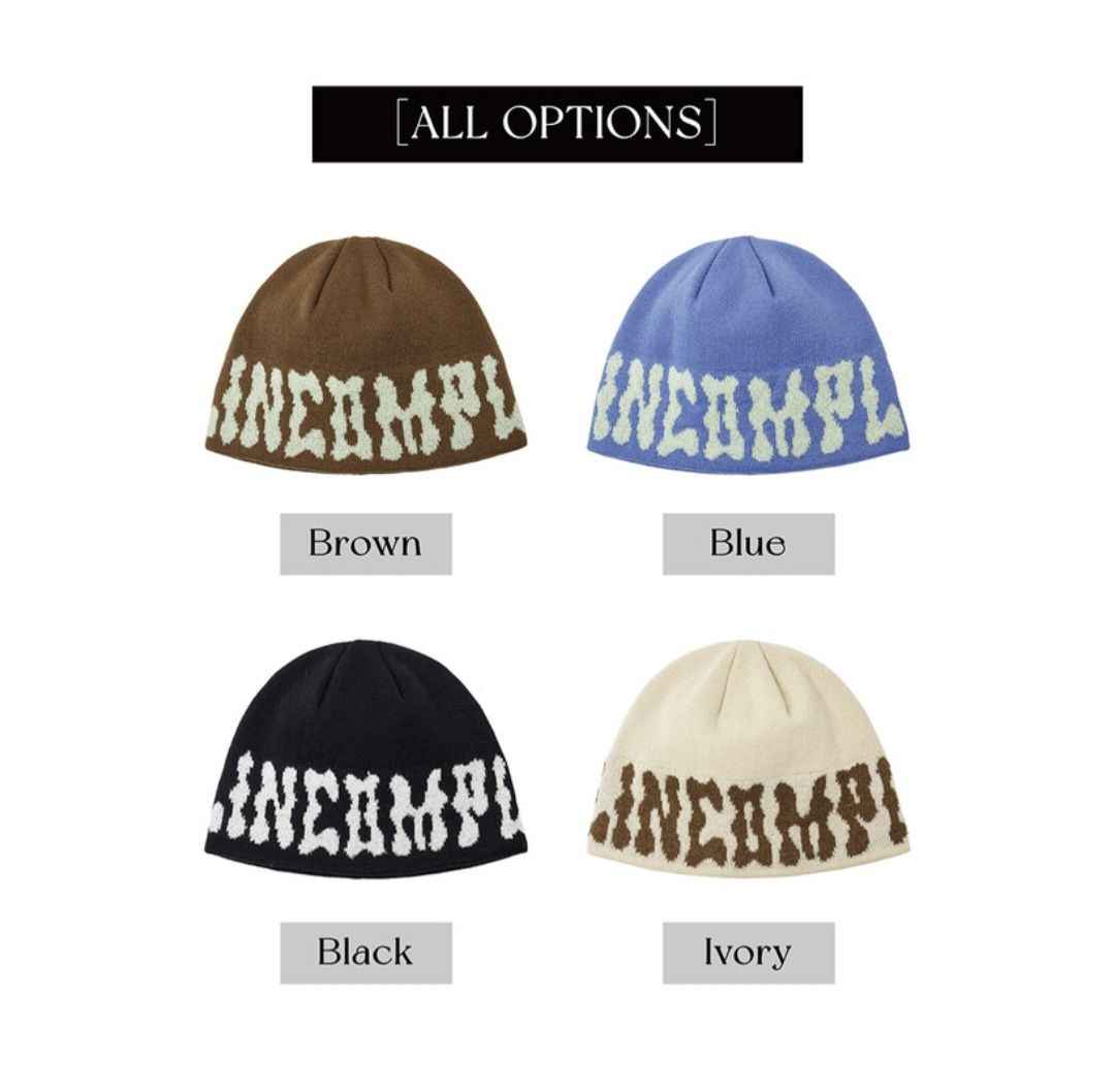 [Worn by BTS V] Pom-Pom Logo Jacquard Beanie (Blue)