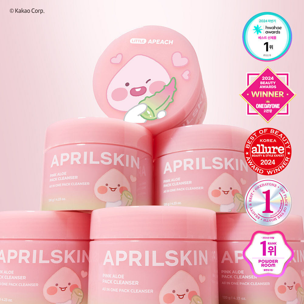 April Skin Pink Aloe Pack Cleanser(+ Free Cleansing Sponge)