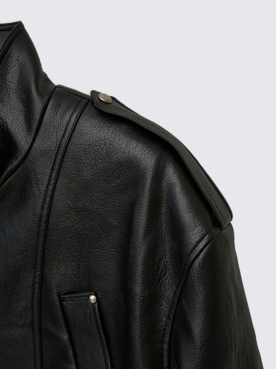 UNISEX, 4 Pocket Oversized Leather Blouson / Black