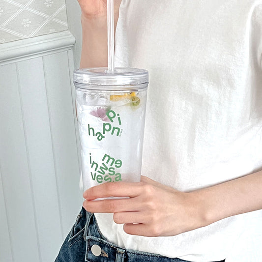 Wave of Happiness Transparent Straw Tumbler