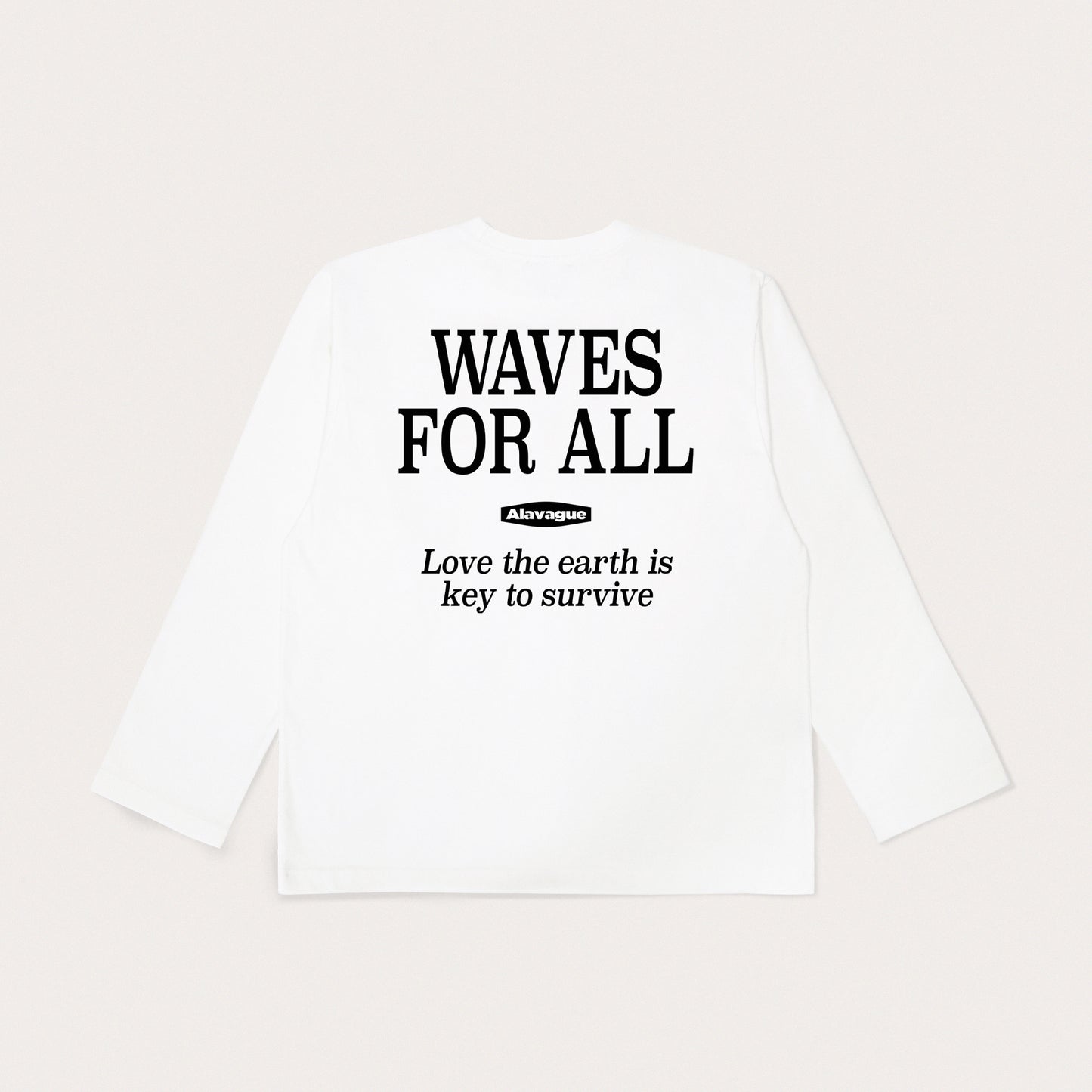 Wave Letter Long Sleeve T-Shirt - White (worn by jin)