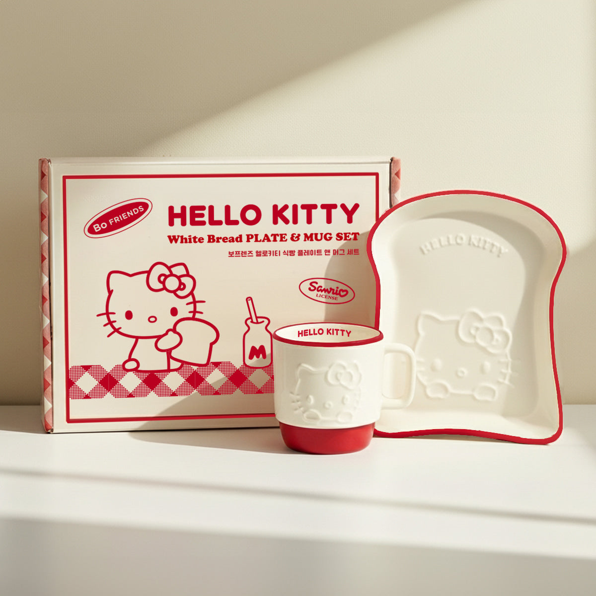 Bo Friends Hello Kitty Bread Slice Plate and Mug Set original thumbnail