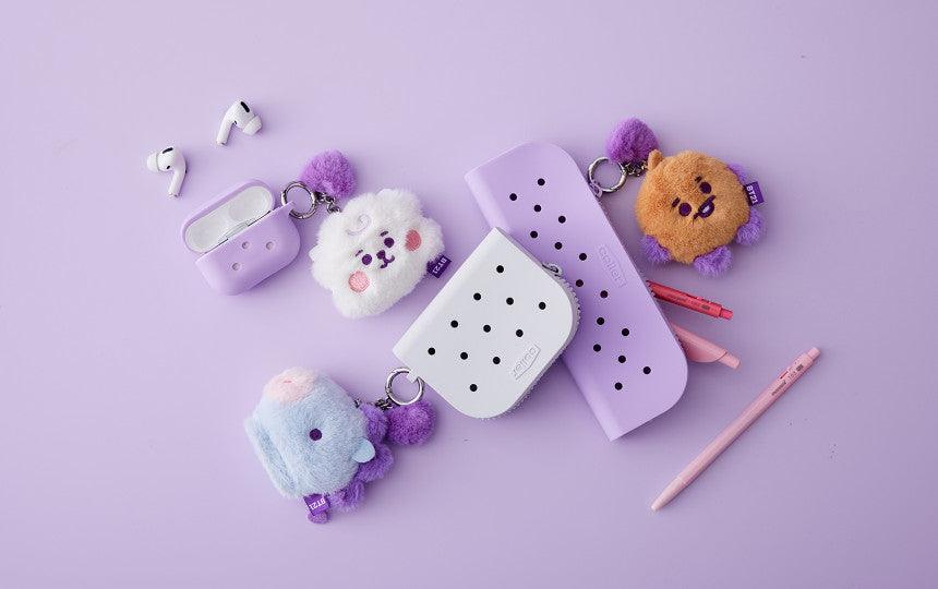 Line Friends BT21 Baby Flat Fur Purple Heart Edition Face Bag Charm Doll - Kgift.shop