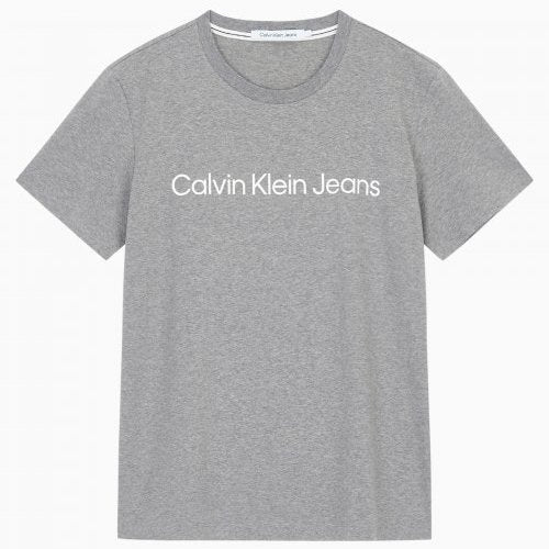 Calvin Klein Jeans 男式黑色常规版型徽标弹力短袖 T 恤 Jungkook 精选！