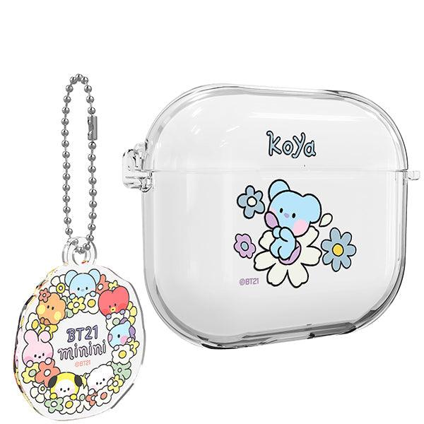 BT21 Minini Happy Flower Airpods 3 Key Ring Set Transparent Slim Case - Kgift.shop