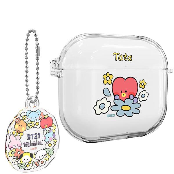 BT21 Minini Happy Flower Airpods 3 Key Ring Set Transparent Slim Case - Kgift.shop